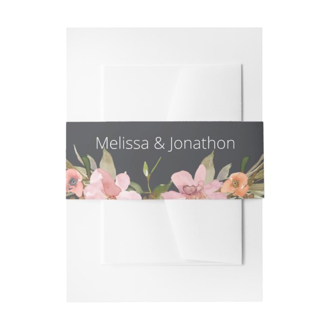 Dusty Pink Lila Floral Wedding Einladungsbanderole (Vorderseite Beispiel)