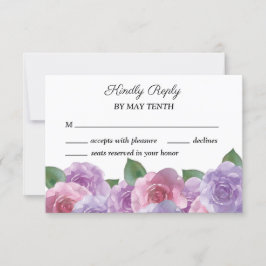 Dusty Pink Lila Floral Wedding RSVP Card