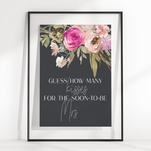 Dusty Pink Lila FloralGuess Wie viele Kisses Game Poster (Von Creator hochgeladen)
