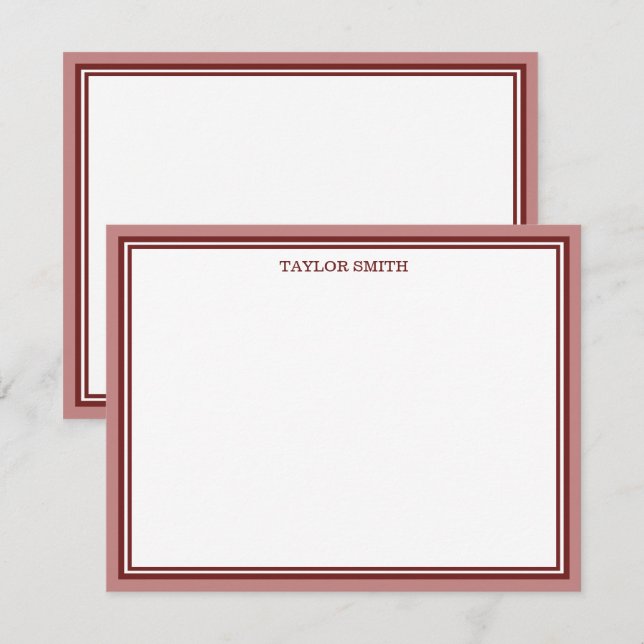 Dusty Pink Maroon Borders Add your Name Mitteilungskarte (Vorne/Hinten)