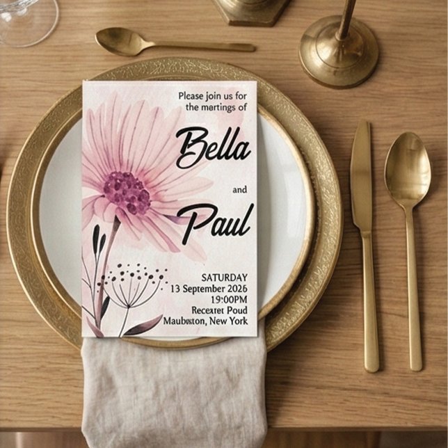 Dusty Pink & Mauve Floral Wedding Invitation Einladung (Von Creator hochgeladen)