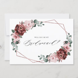 Dusty Pink Mauve Rose Floral Bridesmaid Vorschlag Einladung