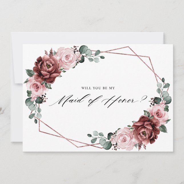 Dusty Pink Mauve Rose Werden Sie meine Trauzeugin Einladung (Vorderseite)