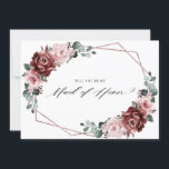 Dusty Pink Mauve Rose Werden Sie meine Trauzeugin Einladung<br><div class="desc">Eleganter und moderner Blumenstrauß im Mitsommer werden Sie meine Trauzeugin einladen mit einem Bouquet von Aquarellbäumen Rose in Schattierungen staubiger Rose, staubigen Rosa, Lila, Salbei mit üppig grünen botanischen Blätter und Eukalyptus. Weitere passende Designs und Variationen finden Sie in meinem "Blitzweddingpaperie" Shop. Und zögern Sie nicht, mich für weitere Anpassungen...</div>