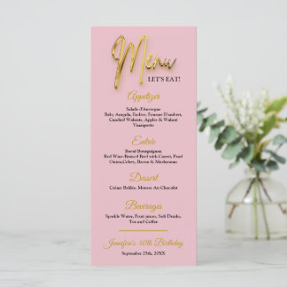 Dusty Pink Menu - 3d Gold Tex Minimalistisches Des Menükarte