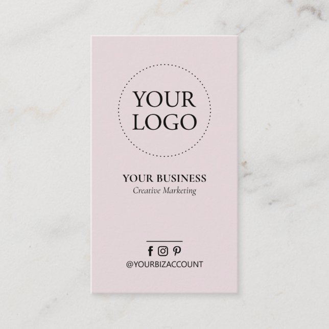 Dusty Pink Minimal Logo Business Social Media Visitenkarte (Vorderseite)