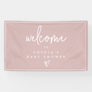 Dusty Pink Minimalistisch Boho Babydusche Begrüß Banner