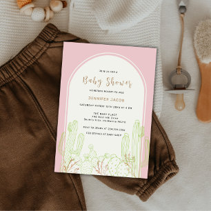 Dusty Pink Minimalistisch Boho Cactus Arch Baby Sh Einladung