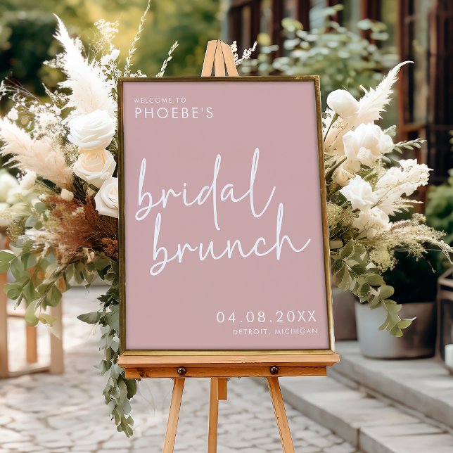 Dusty Pink Minimalistisch Bridal Brunch Willkommen Poster (Von Creator hochgeladen)