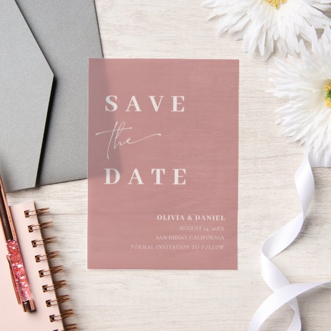 Dusty Pink Minimalistisch Elegant Save the Date (Hochzeit)
