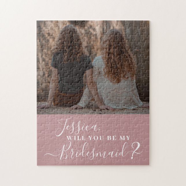 Dusty Pink Minimalistisch Foto Bridesmaid Vorschla (Vertikal)