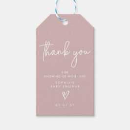 Dusty Pink Minimalistisch Modern Boho Babydusche Geschenkanhänger