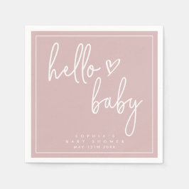 Dusty Pink Minimalistisch Modern Boho Babydusche Serviette