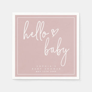 Dusty Pink Minimalistisch Modern Boho Babydusche Serviette