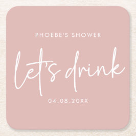 Dusty Pink Minimalistisch Script Brautparty Unters Rechteckiger Pappuntersetzer