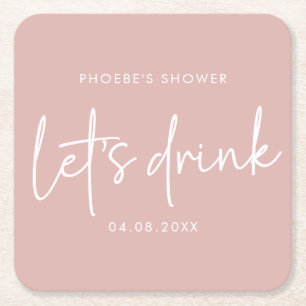 Dusty Pink Minimalistisch Script Brautparty Unters Rechteckiger Pappuntersetzer