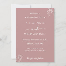 Dusty Pink Minimalistisch Wedding Einladung