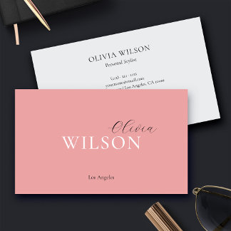 Dusty Pink Moderne Elegante Typografie Beruflich Visitenkarte