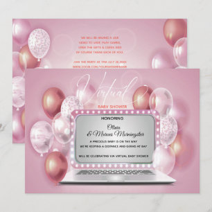 Dusty Pink Notebook Virtual Baby Girl Dusche Einladung