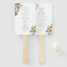 Dusty Pink Peach Rose Floral Wedding Programm