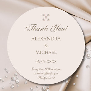 Dusty Pink Pearl Christliche Hochzeit Danke Runder Aufkleber