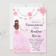 Dusty Pink Pearls Flora Girl Quinceanera Geburtsta