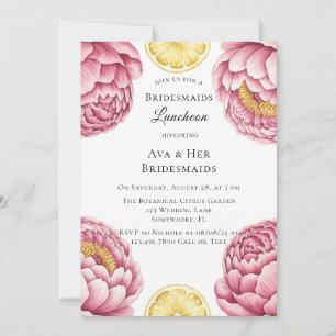Dusty Pink Peonies and Lemon Bridesmaids Luncheon Einladung