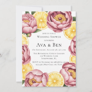 Dusty Pink Peonies and Lemon Polterabend Einladung
