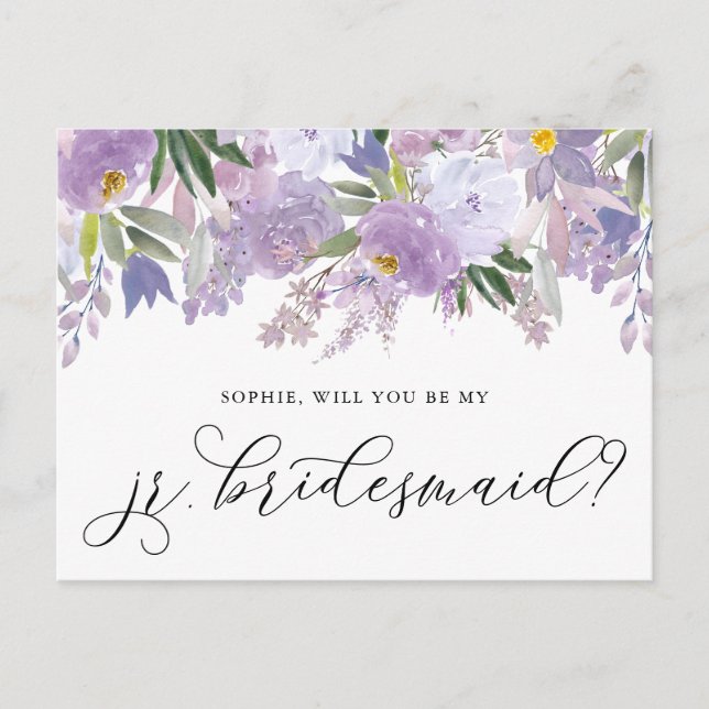 Dusty Pink Peony werden Sie meine Jr Bridesmaid Ca Postkarte (Vorderseite)