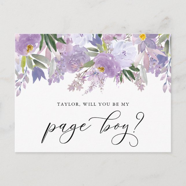 Dusty Pink Peony werden Sie meine Page Boy Card se Postkarte (Vorderseite)