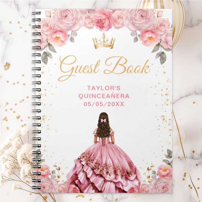 Dusty Pink Princess Quinceañera Gästebuch Notizblock (Von Creator hochgeladen)