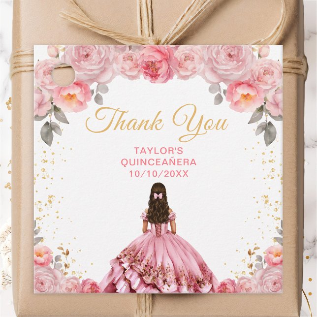 Dusty Pink Princess Quinceañera Vielen Dank Geschenkanhänger (Von Creator hochgeladen)
