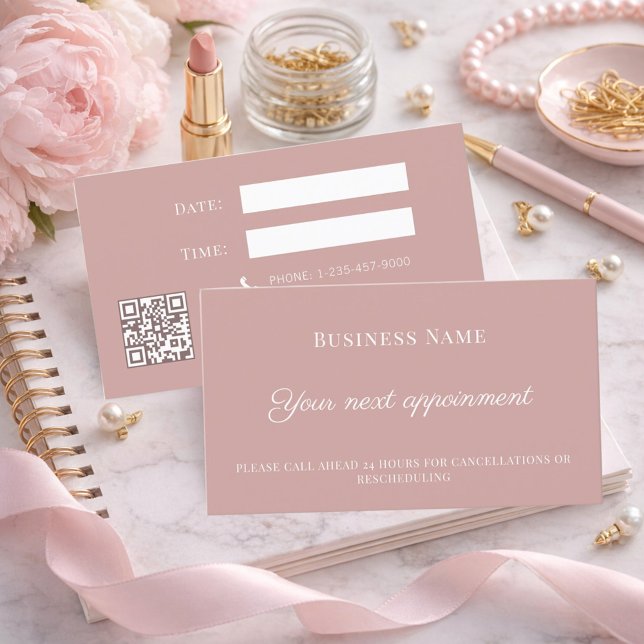 Dusty pink QR customer client appointment card Rabattkarte (Von Creator hochgeladen)