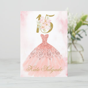 Dusty Pink Quinceanera Einladung