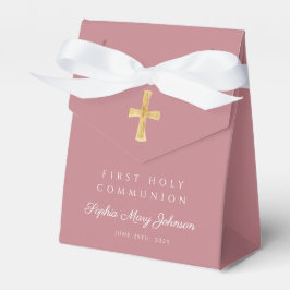 Dusty Pink Religious Cross Girl First Communion Geschenkschachtel