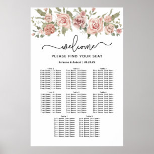 Dusty Pink Rose 8-Tisch Hochzeitstabelle Poster