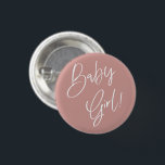 Dusty Pink/Rose Bohemisch Baby Girl Dusche Button<br><div class="desc">Weitere Optionen für den Wortlaut der Babydusche finden Sie in der vollständigen Sammlung: https://www.zazzle.com/collections/dusty_pink_rose-119320912565185572?rf=238296117664346256</div>