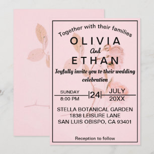Dusty Pink Rose Chic Summer Floral Wedding Einladung