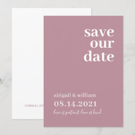 Dusty Pink Rose Einfache Moderne Hochzeit außerhal Save The Date