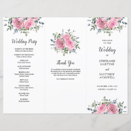 Dusty Pink Rose Eukalyptus Order of Service