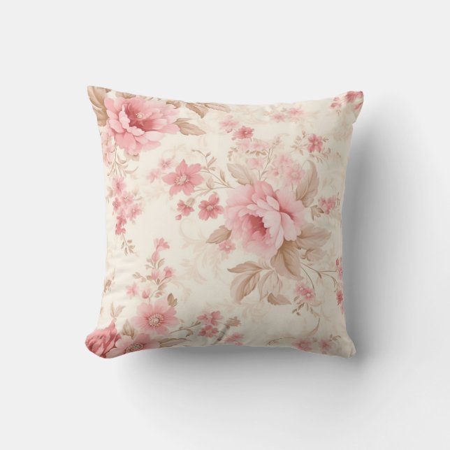 Dusty Pink Rose Floral Kissen (Vorderseite)