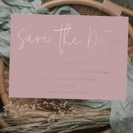 Dusty Pink & Rose Gold Wedding Save the Date Folieneinladung