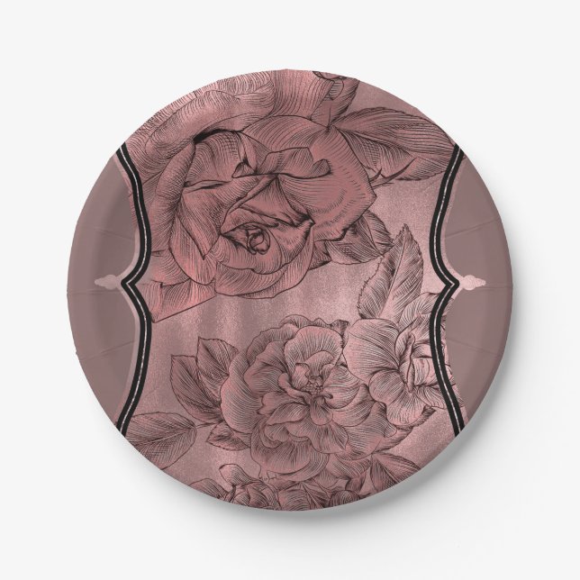 Dusty Pink Rose Golden Traumstrecke Airolo - Glets Pappteller (Vorderseite)