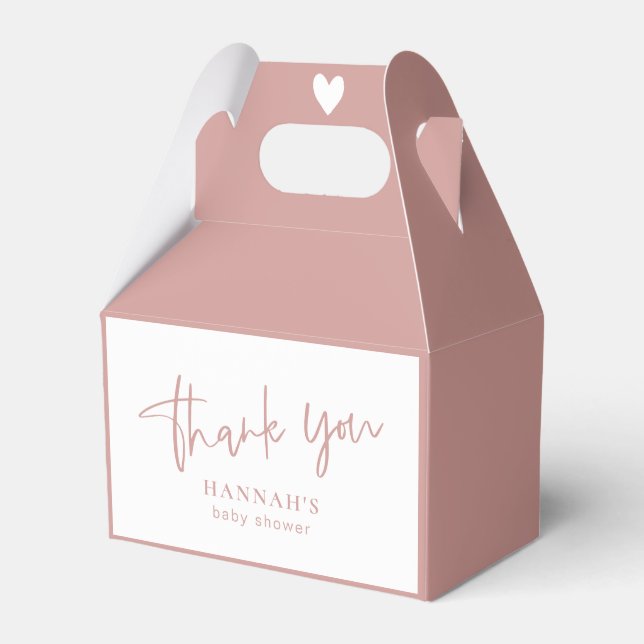 Dusty Pink/Rose Kinderdusche danke Geschenkschachtel (Vorderseite)