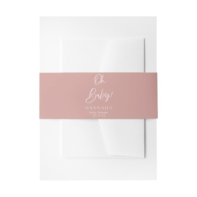 Dusty Pink/Rose Oh Baby-Dusche Einladungsbanderole (Vorderseite Beispiel)