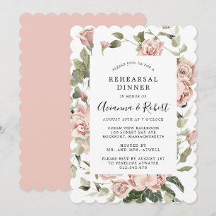 Dusty Pink Rose Rustikale Probe Abendessen Inn Einladung