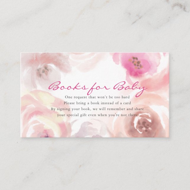 Dusty Pink Rose Watercolor Kinderdusche Buchungsan Begleitkarte (Vorderseite)