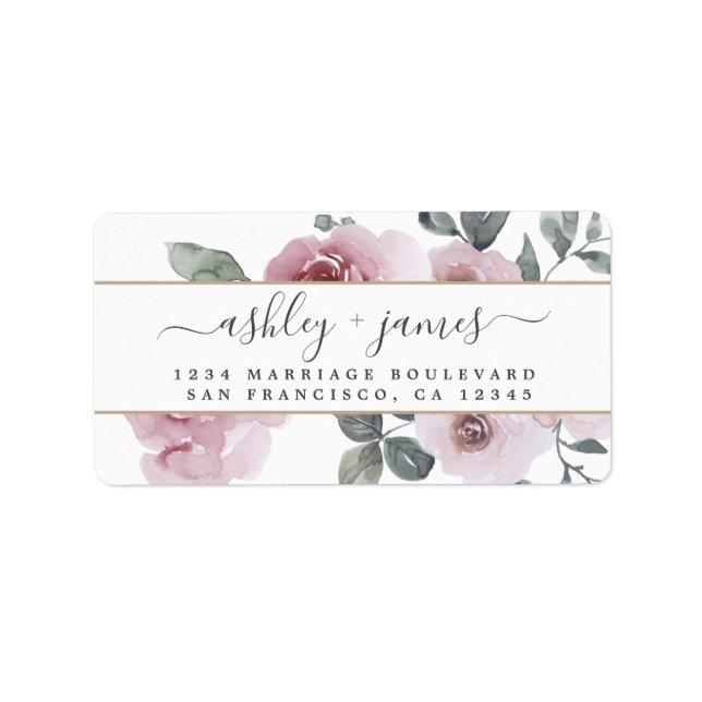 Dusty Pink Rose Wedding Rücksendeadresse Labrador Adressaufkleber (Vorne)