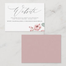 Dusty Pink Rose Wedding Website Card