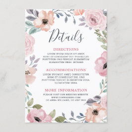 Dusty Pink Roses Einzelheiten zur Hochzeit in der Begleitkarte